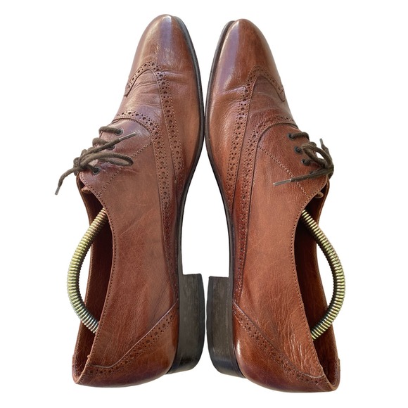 Vintage BALLY Italian Brown Leather Wing Tip Brogue Oxford Dress Shoes Mens 10.5 - Picture 11 of 16